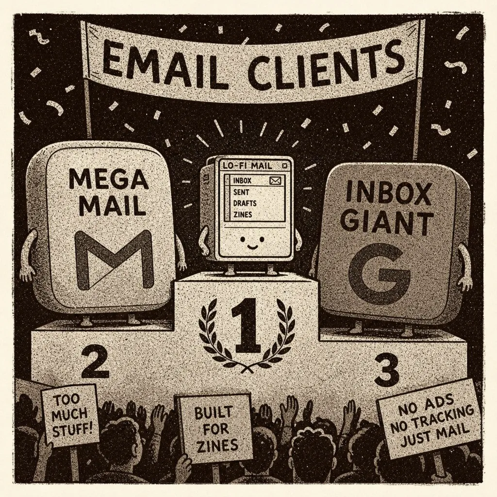 Lo-fi illustration of a winner podium for email clients