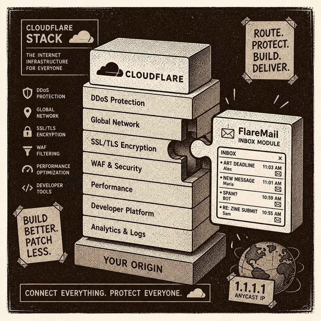 Cloudflare stack with FlareMail plugged in