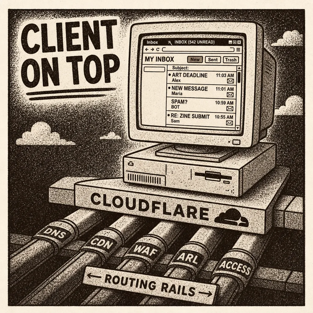 Inbox client sitting on Cloudflare routing