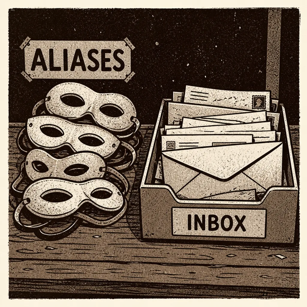 Masks for aliases next to an open inbox