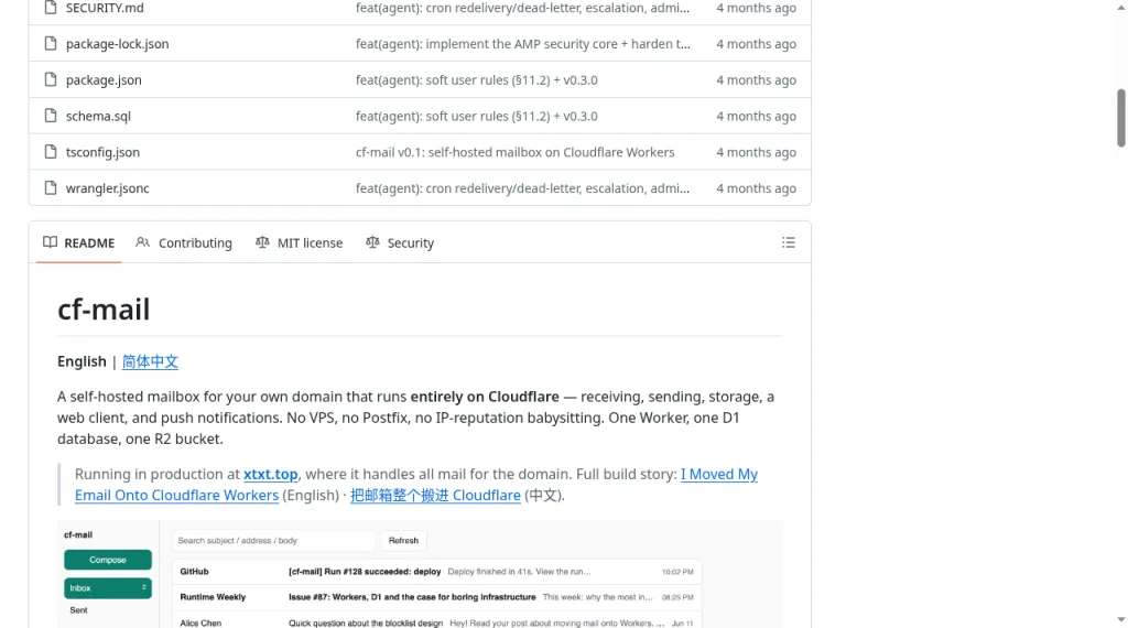 GitHub README for Coldplay-now/cf-mail