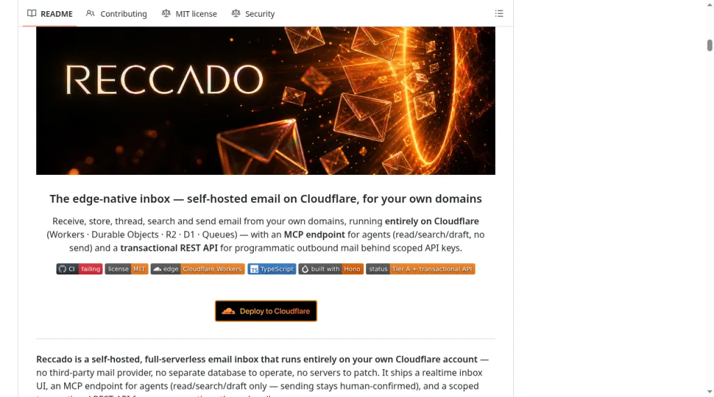 GitHub README for santigamo/reccado
